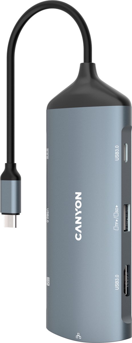 Canyon DS-15 Serie - Laptop-dockingstation - 8 in 1 - 4K USB-C - Grijs