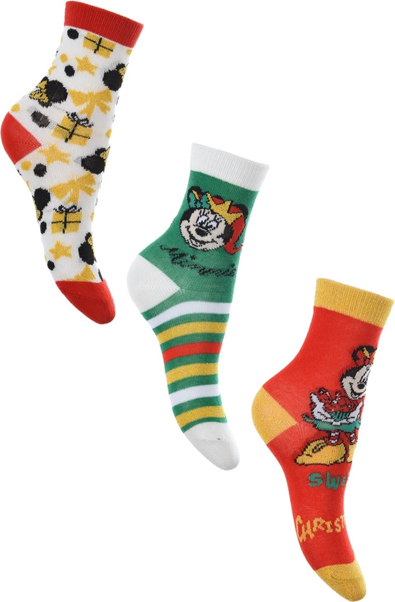 Minnie Mouse - sokken Minnie Mouse - Kerst - Meisjes - 3 paar - maat 31/34