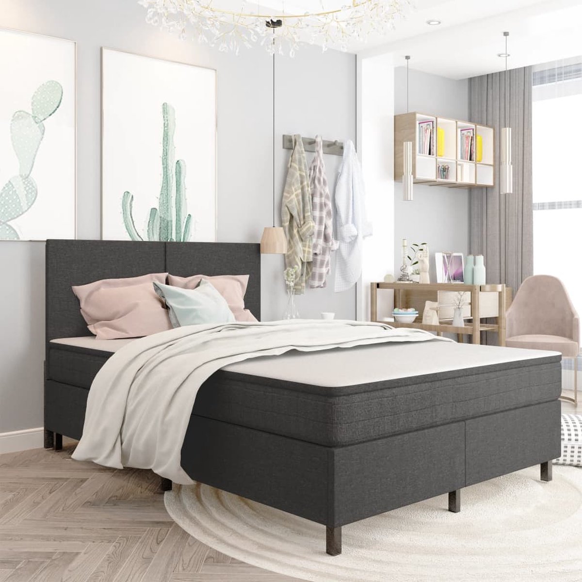 Prolenta Premium - Boxspringframe stof grijs 180x200 cm