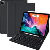 iPad Pro 12.9 Inch Hoes Toetsenbord - Leer - Keyboard Case voor Apple iPad Pro 12.9 (2020/2021/2022) - iPad Hoesje met Toetsenbord - Zwart - Bluetooth Toetsenbord iPad Pro - iPad Toetsenbord