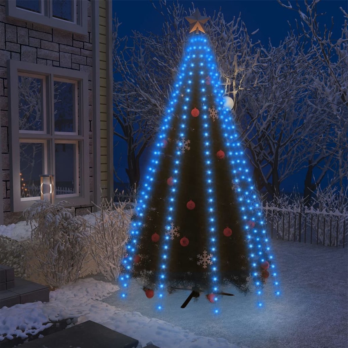 Prolenta Premium - Kerstboomverlichting met 300 LED's blauw net 300 cm