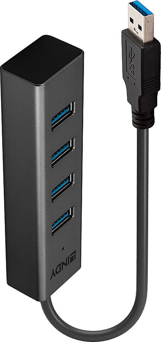 LINDY 43324 43324 USB-hub 4 poorten USB-A USB 3.1 Gen1 5 GBit/s Zwart