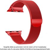 Rood Milanees Stalen bandje met magneet sluiting - geschikt voor Apple Watch 1, 2, 3, 4, 5, 6, 7, 8, SE & Nike+, 42mm, 44mm & 45mm "Mannenbreedte" Series - Milanees Staal - Red Milanese - 42, 44 & 45 mm