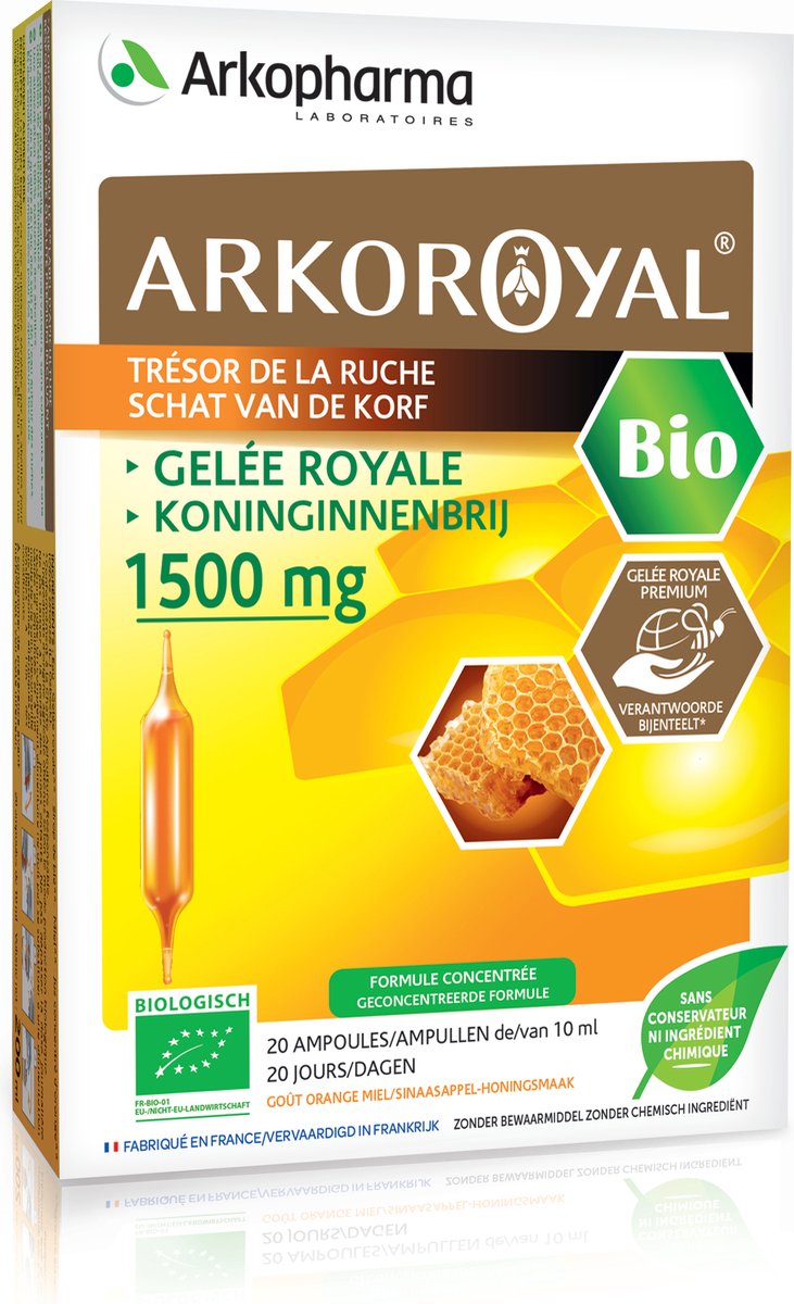 Goedkoopste Koninginnenbrij 1500 Mg Bio Om Weerstand te Versterken - 20 Ampullen 1 per dag
