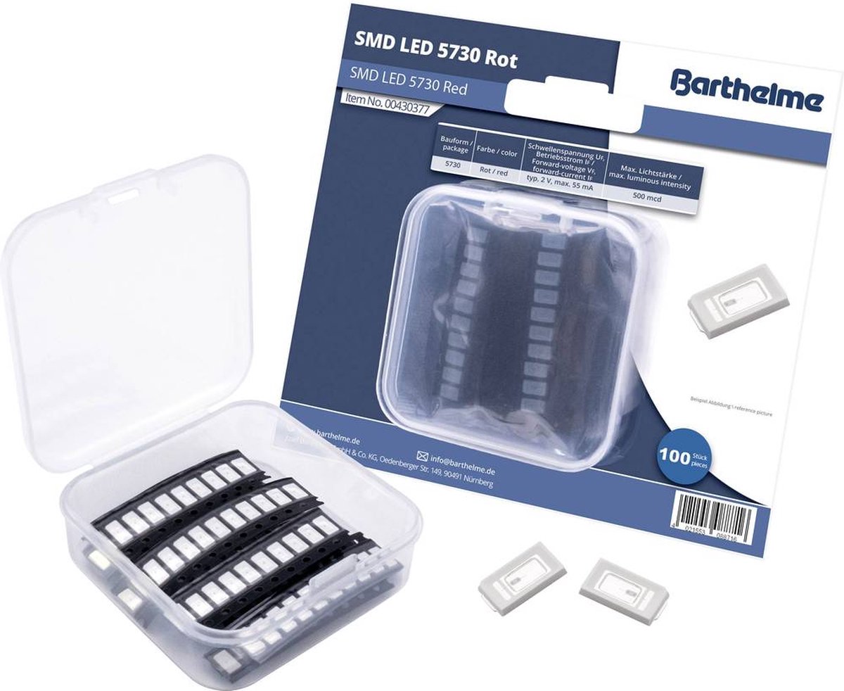 Barthelme SMD-LED-set 5730 Rood 500 mcd 120 ° 55 mA 2 V 100 stuk(s) Bulk