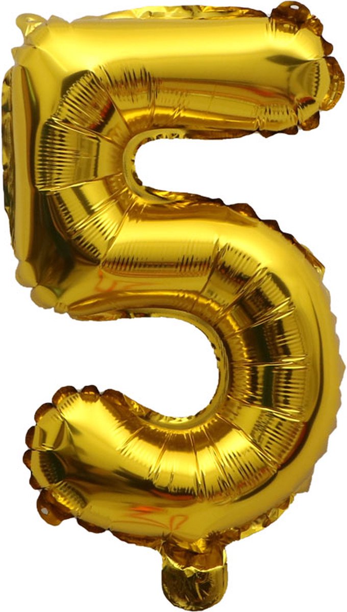 Folieballon / Cijferballon Goud - getal 5 - 41cm - ixen
