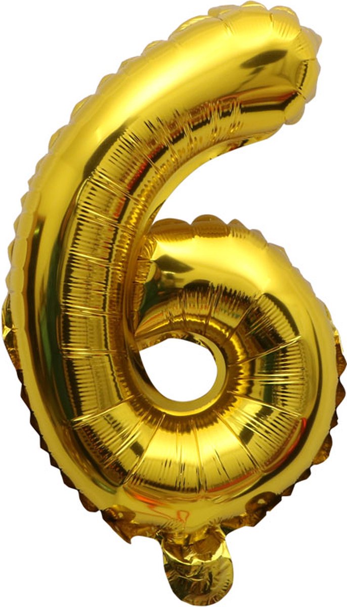 Folieballon / Cijferballon Goud - getal 6 - 41cm