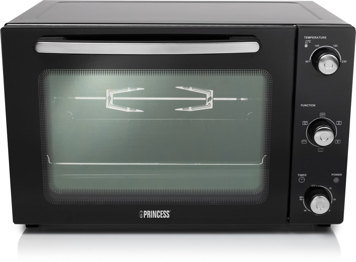 Princess 112756 - Vrijstaande Heteluchtoven - 6 Standen - 45 liter - 1800 W - Zwart