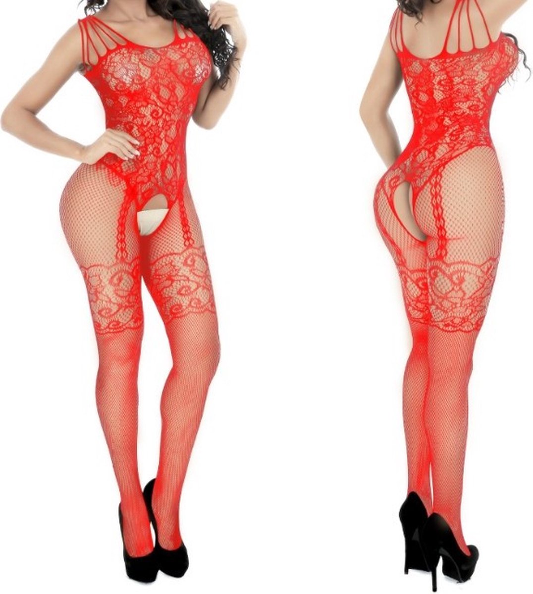 Goedkoopste Body Pleasure - Super Strak - Sexy Lingerie Set - Uitdagende Body - Verpakt In Supergave Cadeaubox - One Size - Rood