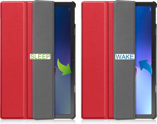 Étui pour tablette et protecteur d'écran pour Lenovo Tab M10 Plus (3ème génération) étui pour tablette et protecteur d'écran - Housse 2 en 1 - 10,6 pouces - Tri-Fold Book Case - Rouge