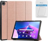 Tablet Hoes & Screenprotector geschikt voor Lenovo Tab M10 Plus (3e gen) tablet hoes en screenprotector - 2 in 1 cover - 10.6 inch - Tri-Fold Book Case - Rosé Goud