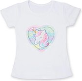 Eenhoorn tshirt meisje - pailletten eenhoorn shirt - Unicorn T-shirt pailletten - maat 128/134 / XXL - meisjes eenhoorn shirt 8 - 9 jaar