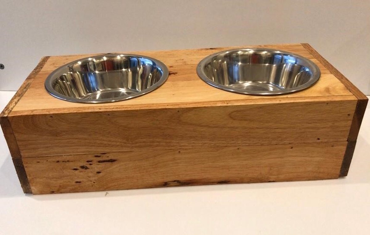 Voerbak hond - Houten voerbak - Dieren voerbak - Drinkbak - Drinkbak hond - Voer hond