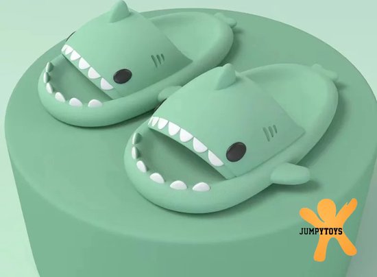 SHARKYSLIDES - JUMPYTOYS - Badslippers - Haai Slippers - Kerstcadeau - X-mas gift - Kerstmis - EVA Product - GRINGO GREEN