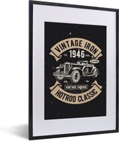 Cadre photo avec affiche - Mancave - Voiture - Zwart - Vintage - 30x40 cm - Cadre pour affiche