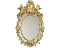 Resin spiegel - Putti engeltje - klassieke decoratie - Goudkleurige afwerking