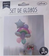 Feestdecoratie - Ster en regenboog ballon set - 8 stuks - Multikleur