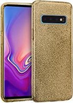 HB Hoesje Geschikt voor Samsung Galaxy S10 - Glitter Back Cover - Goud