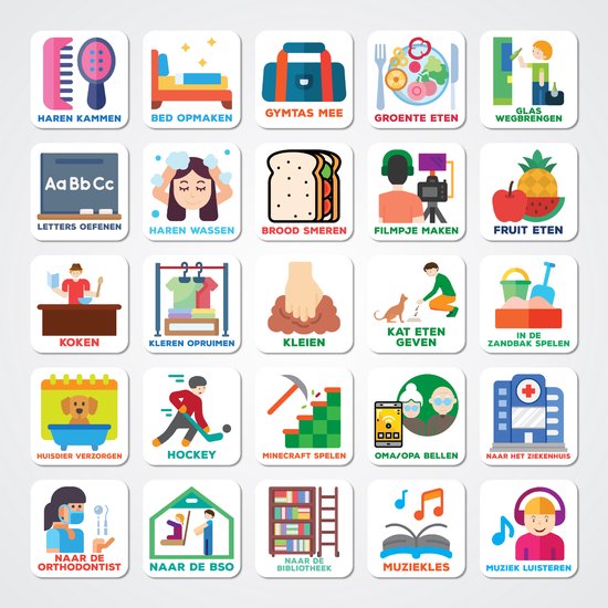 Brute Strength - Magnetische pictogrammen voor weekplanner planbord (4) - 50 stuks - voor kinderen - dagritme – autisme planner - magneetjes - routine - editie 3 gekleurd