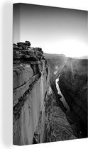 Canvas Schilderij Zonsopkomst in de Grand Canyon - zwart wit - 60x90 cm - Wanddecoratie