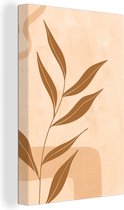 Toile Peinture Plante - Feuilles - Pastel - Bohème - 60x90 cm - Décoration murale