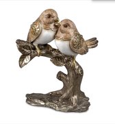 Boltze - Vogel - 2 oiseaux sur tronc - Sculpture - Polyserine - Or - 22cm - B