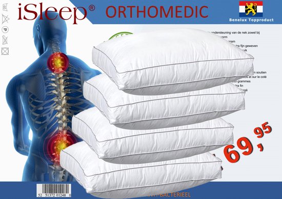 Ensemble d'oreillers OrthoMedic Box (4 pièces) - 50x60x10 cm - Blanc