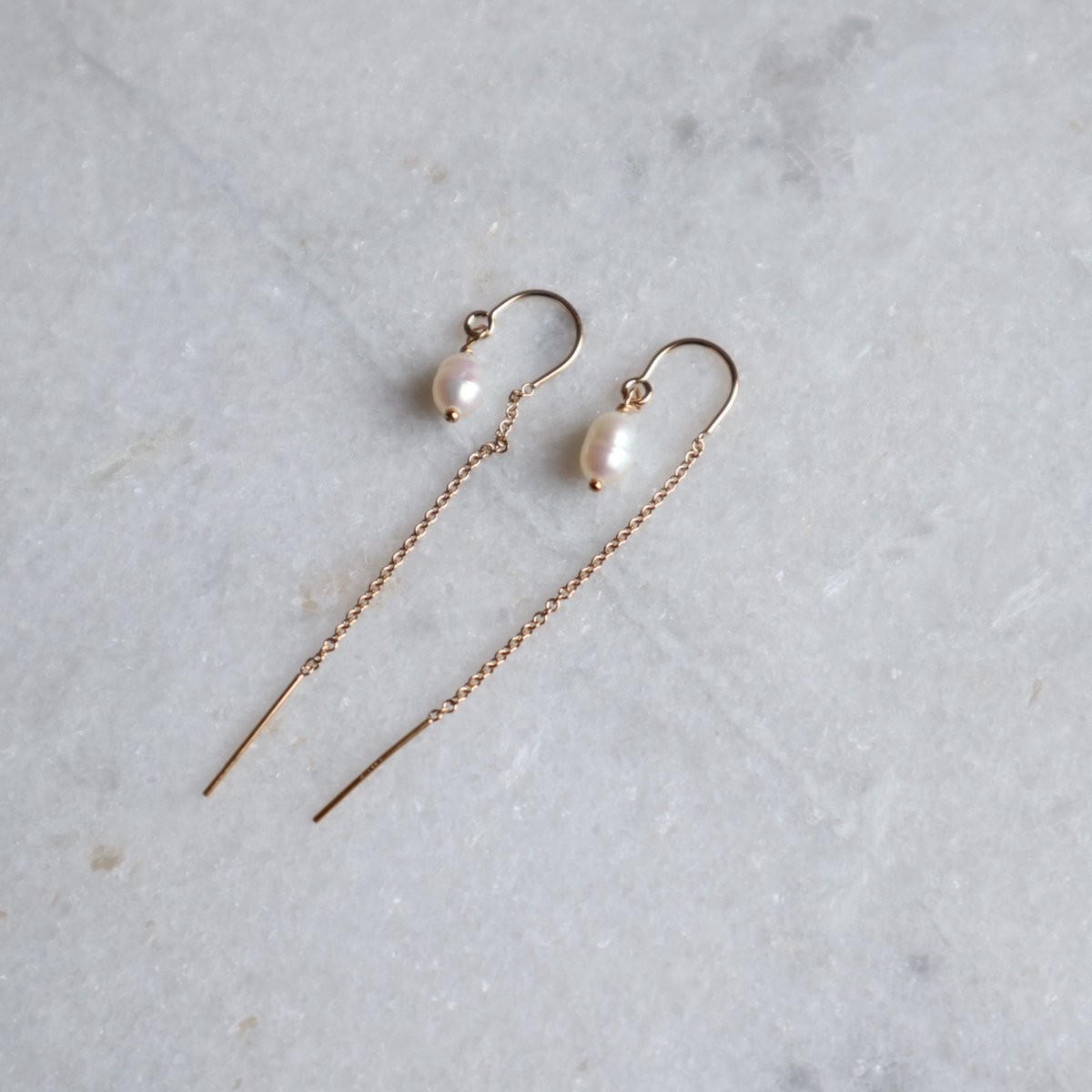 Staplez Jewelry - lange oorbellen parel (Gold filed)