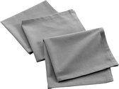 Livetti 3xServetten Table Napkins 3 Stuks 40x40cm Katoen Grijs