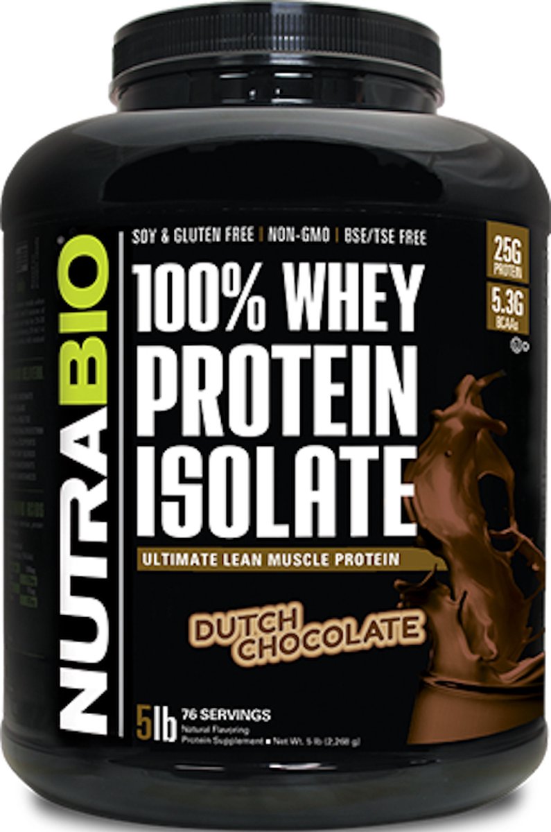 NutraBio Whey Protein Isolate – Dutch Chocolate - 2300 gram