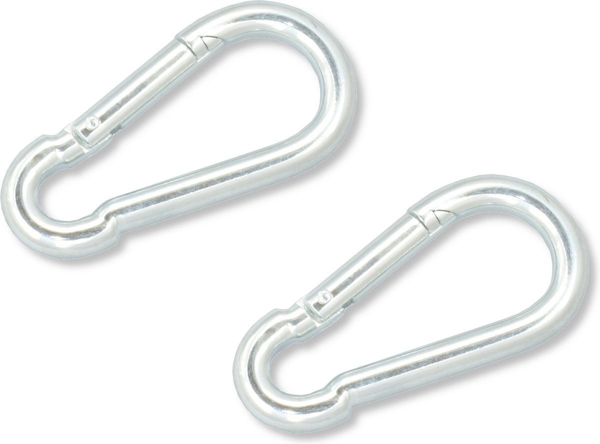 AMIG Karabijnhaak 10 x 100mm – Gegalvaniseerd Staal – 2 stuks – carabiner – musketonhaak