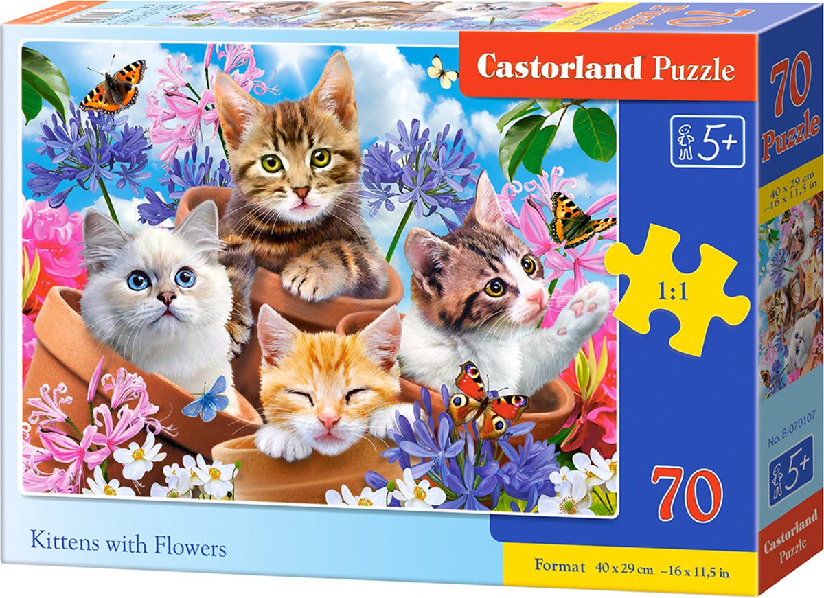 Castorland Kittens with Flowers – Puzzel – 70 stukjes – Katten – Premium kwaliteit