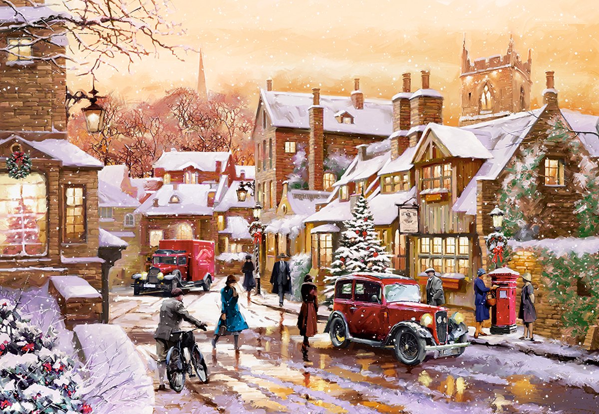 Castorland Vintage Winterland – Puzzel – 1.000 stukjes – Satijnen afwerking – Perfecte pasvorm – Europese kwaliteit — afbeelding 2