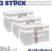 XXL Opbergtas Organiser - 3 stück x 54 L - 45 x 40 x 30 cm - Opbergzak - Kleding Opbergen in kast - Zadeltas voor thuis - Zakken om ruimte te besparen - Opslag voor Dekbed - Opbergbox Onder Bed