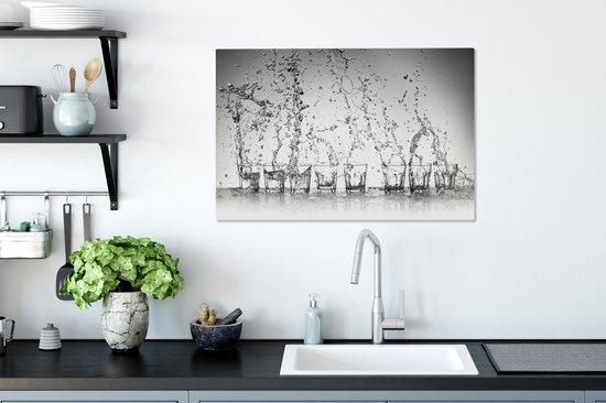 Canvas schilderij 60x40 cm - Wanddecoratie Spattend water in glazen - Muurdecoratie woonkamer - Slaapkamer decoratie - Kamer accessoires - Schilderijen op canvas