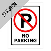 Pictogram/ bord | "No parking" | 27 x 36 cm | Verboden te parkeren | Parkeerverbod | Takelen | Wegsleep regeling | Engels | English | Parkeeroverlast | Voetpad | Polystyreen | 1 stuk