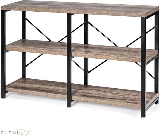 VASAGLE Stabiele consoletafel van staal, voor entree, woonkamer, slaapkamer, industriële stijl, vintage bruin en zwart, 120 x 23 x 74 cm (b x d x h