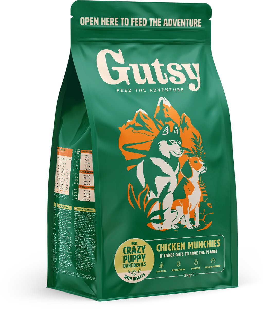 Gutsy Chicken Munchies Puppy - Hondenvoeding - 10kg - Duurzaam & Gezond Hondenbrokjes - Hypoallergeen