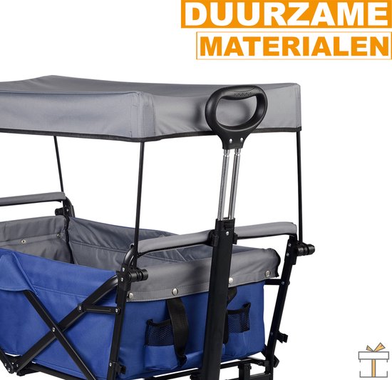 Happyment Bolderkar blauw - Opvouwbaar - Camping bolderwagen - Boodschappen of kinderenvervoer - Strand - Blauw - 80KG van Happyment — afbeelding 3