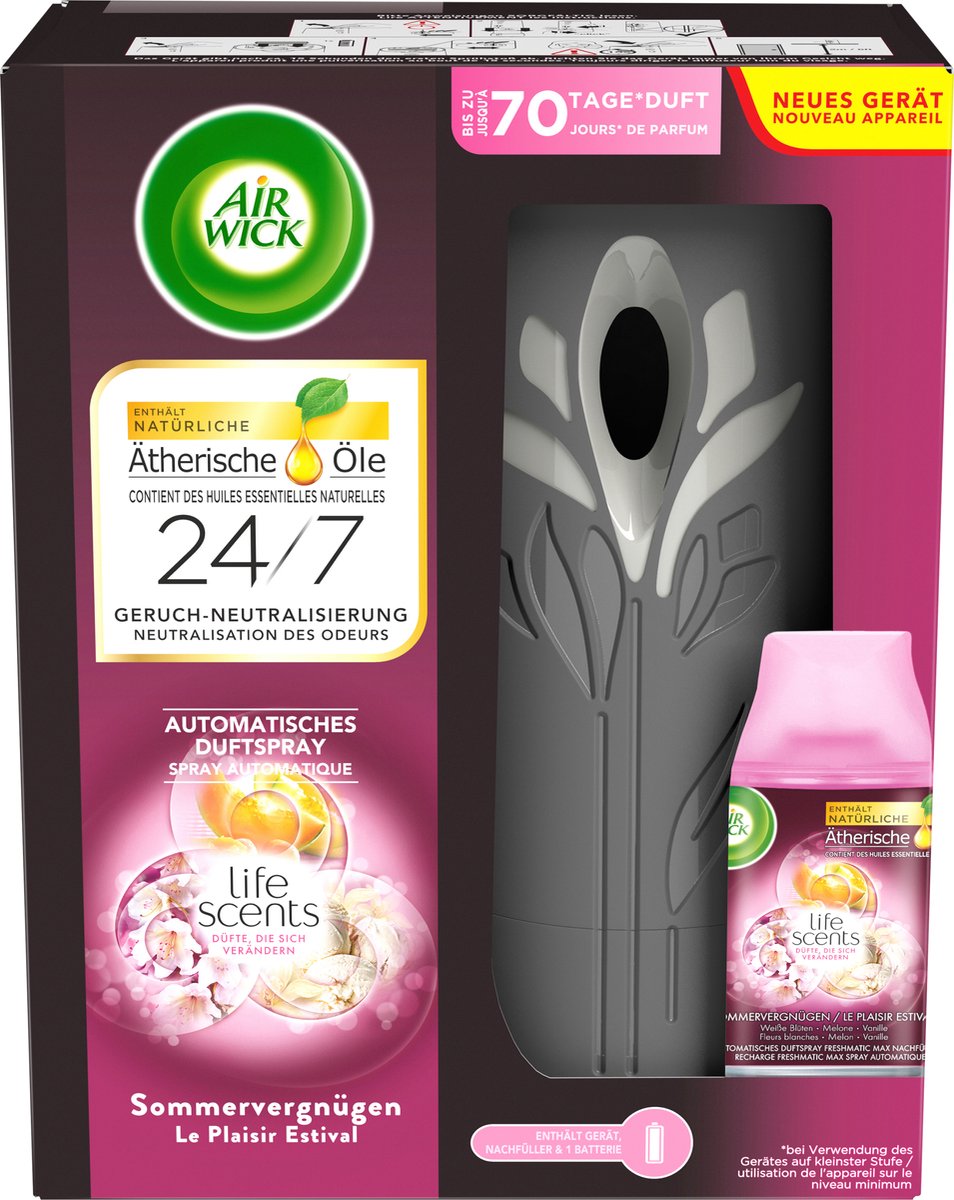 Airwick Freshmatic Max Luchtverfrisser Houder + Navulling Zalige Zomer 250 ml