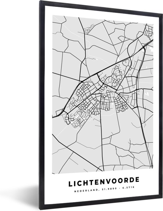 Fotolijst incl. Poster - Stadskaart - Plattegrond - Lichtenvoorde - Kaart - 40x60 cm - Posterlijst