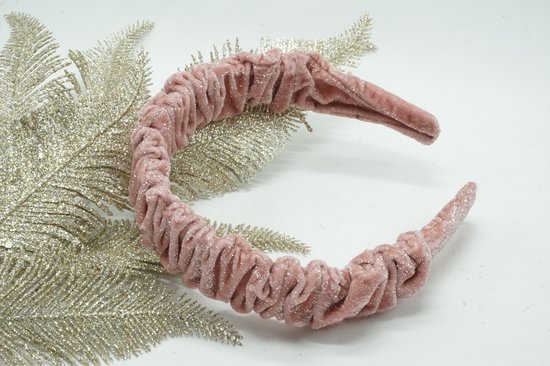 Kerst Glitter haarband – Fluweel glitter - glitter Velvet - Kleur oud roze – Kerst haarband – kerst accessoire - Haarstrik - Bows and Flowers