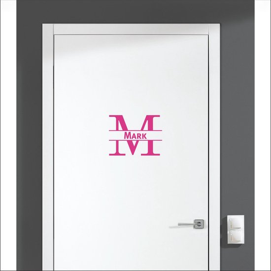 Sticker pour porte avec nom - marque - rose