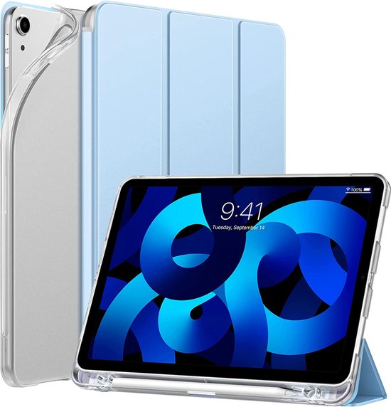 iPad Air 5 Case iPad Air 4 Hoesje TriFold Case Licht Blauw
