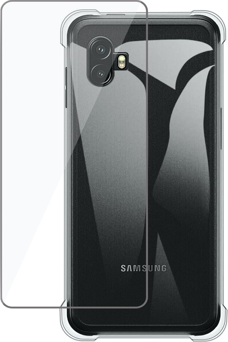 Hoesje geschikt voor Samsung Galaxy Xcover 2 Pro Transparant met Screenprotector Set - Gehard Glas Tempered Glass Screen Protector