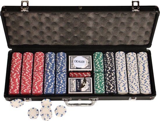Thumbnail van een extra afbeelding van het spel Pokerset - 500 chips - Poker - Zwart 500 delig - Poker set - Zwart - Pokersets - 11,5gram chips - 2-9 personen - Poker kaarten - Poker chips - Cave & Garden