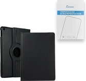 Case2go - Tablet hoes geschikt voor iPad 10.2 inch 2019 / 2020 / 2021 - Draaibare Book Case + Screenprotector - Zwart