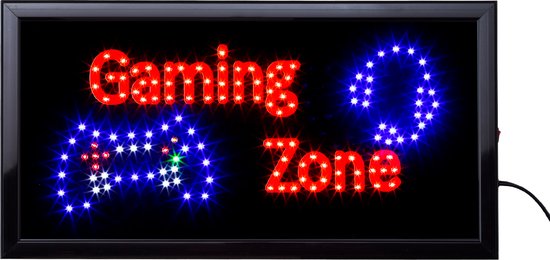 Led bord - Gaming zone - Led borden - Light box - Led sign - 50 x 25 cm - Decoratie - Verlichting - Led verlichting - Bar decoratie - Gaming - Games - Uniek - LED - Cave & Garden