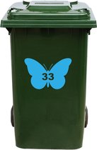 Kliko Sticker / Vuilnisbak Sticker - Vlinder - Nummer 33 - 14x21 - Licht Blauw