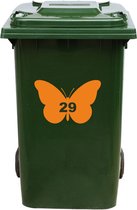 Kliko Sticker / Vuilnisbak Sticker - Vlinder - Nummer 29 - 14x21 - Oranje